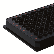 Brand black 96 well multiwell microtiter plates with colored labels